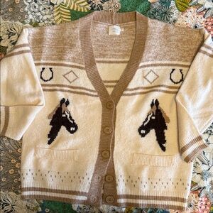 Women's Beige and Brown Cardigan Sweater